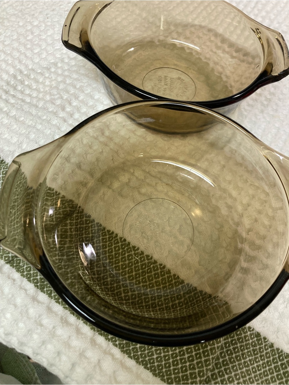 Smoked Amber Glass Serving Bowls with Integrated Handles